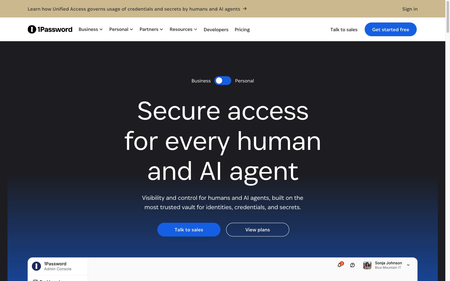1Password Admin Console and Unified Access Dashboard